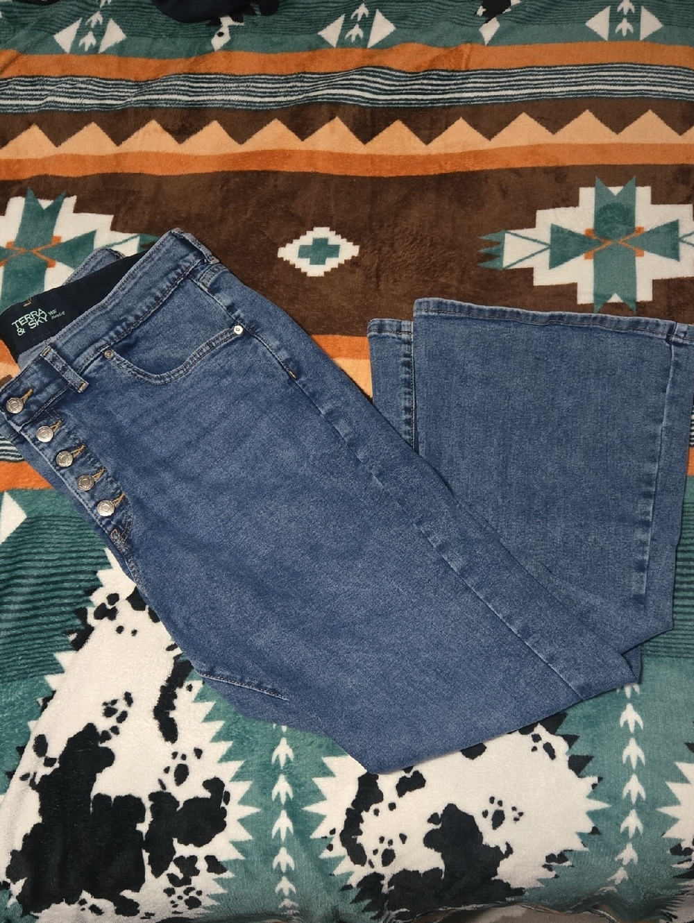 Terra & Sky High Rise Flare Jeans